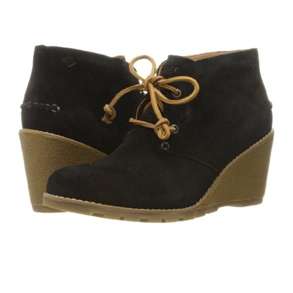 Sperry Top-Sider Stella Prow Suede Ankle Booties in Black & Tan - Size 8M - Picture 11 of 16